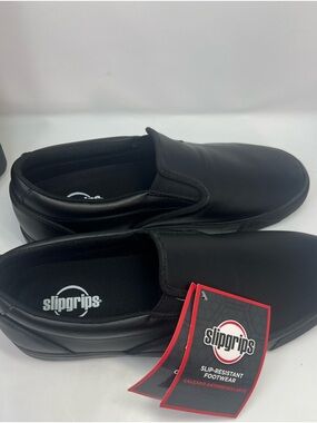 SlipGrips slip-resistant Men’s Work Shoes 12W Black Slip On Comfort Restaurant